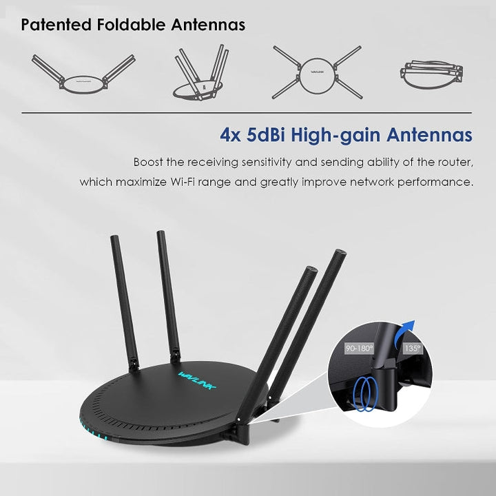 Lisslune | WAVLINK WN531P3 WAN / LAN Port Signal Booster Wireless Repeater AC1200 Wireless Router, Plug: UK Plug
