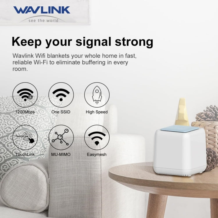 Lisslune | WAVLINK WN535M2 For Home Office 2 Piece Mesh Wireless Router AC1200 Dual Band WiFi Signal Booster, Plug: AU Plug