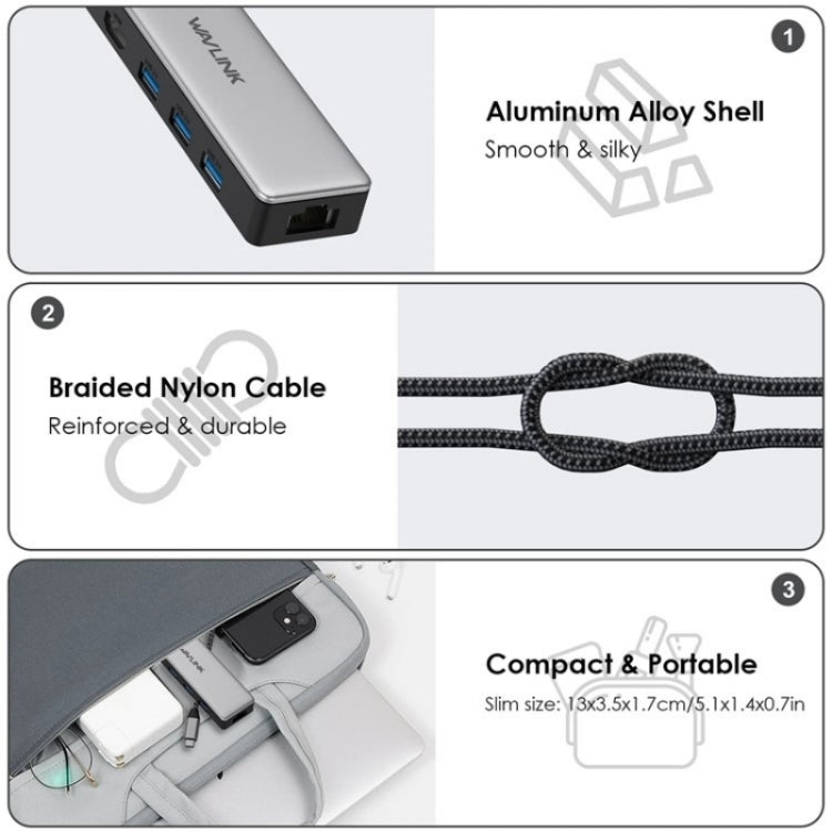 Lisslune | WAVLINK UHP3413 6 in 1 4K Thunderbolt 3 Type-C Device Hub Adapter USB-C Docking Station