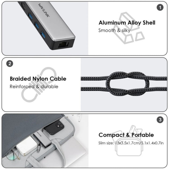 Lisslune | WAVLINK UHP3413 6 in 1 4K Thunderbolt 3 Type-C Device Hub Adapter USB-C Docking Station