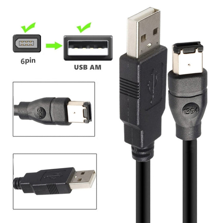 Lisslune | JUNSUNMAY Firewire IEEE 1394 6 Pin Male to USB 2.0 Male Adapter Converter Cable, Length: 4.5 m