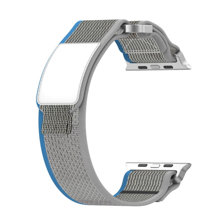 Lisslune | For Apple Watch Series 9 41mm Double Loop Quick Release Nylon Watch Band (Blue+Gray)