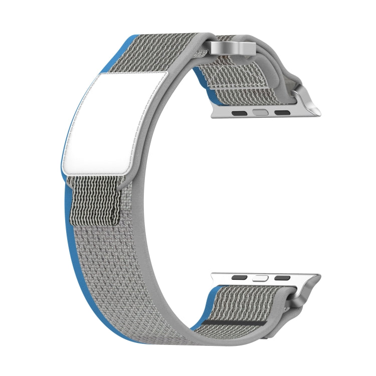 Lisslune | For Apple Watch Series 9 45mm Double Velcro Fastening Quick Nylon Watch Band (Blue+Gray)