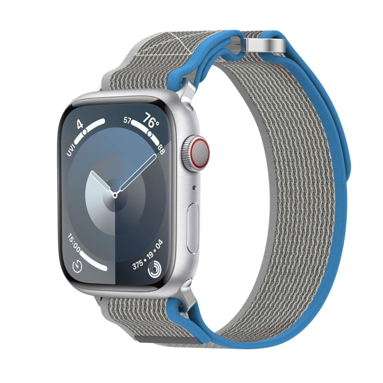 Lisslune | For Apple Watch Series 8 45mm Double Loop Nylon Watch Band (Blue+Gray)