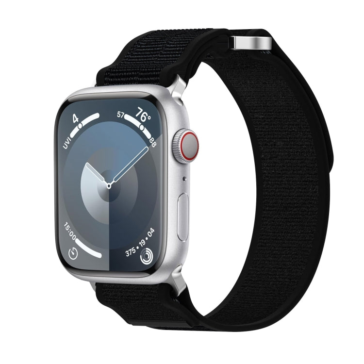 Lisslune | For Apple Watch SE 2022 40mm Double Hook and Loop Quick Nylon Watch Band (Black)