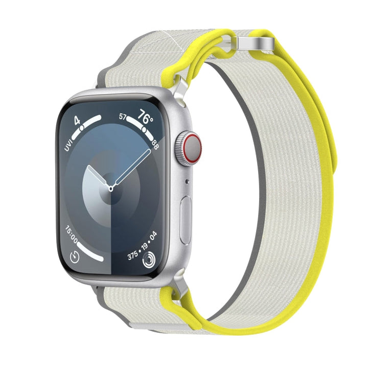 Lisslune | For Apple Watch SE 40mm Double Loop and Loop Fast Nylon Band (Yellow + Beige)