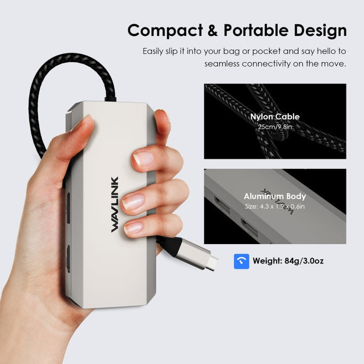 Lisslune | WAVLINK WL-UMD305 7 in 1 4K DP / HDMI Quad Display USB-C Hub Dock Multi-Port Adapter