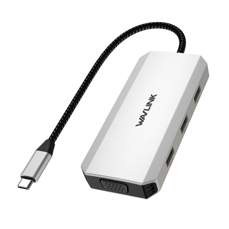 Lisslune | WAVLINK WL-UMD307 Type-C to 2DP + 4K HD + VGA + 3 x USB2.0 HUB Docking Station