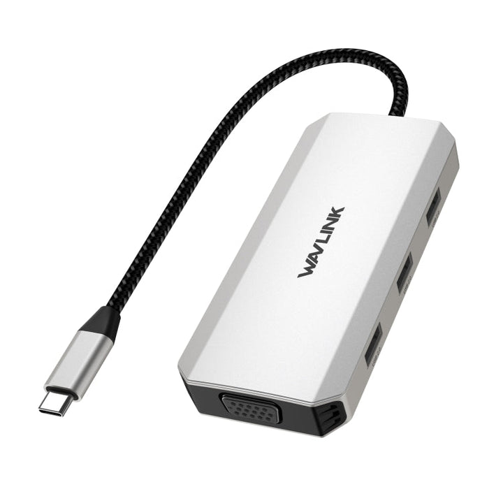Lisslune | WAVLINK WL-UMD307 Type-C to 2DP + 4K HD + VGA + 3 x USB2.0 HUB Docking Station