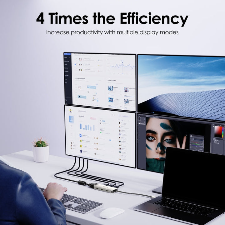 Lisslune | WAVLINK WL-UMD307 Type-C to 2DP + 4K HD + VGA + 3 x USB2.0 HUB Docking Station