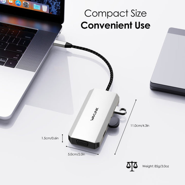 Lisslune | WAVLINK WL-UMD307 Type-C to 2DP + 4K HD + VGA + 3 x USB2.0 HUB Docking Station