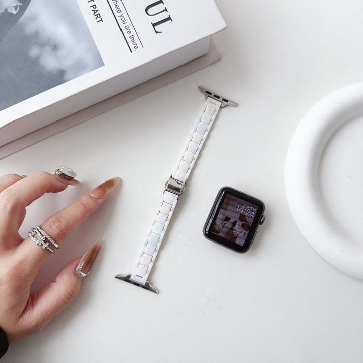 Lisslune | For Apple Watch Ultra 49mm Laser PC Colored 12mm Slim Watch Band (White)