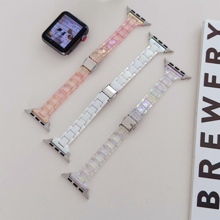 Lisslune | For Apple Watch Ultra 49mm Laser PC Colorful 20mm Slim Band (White)
