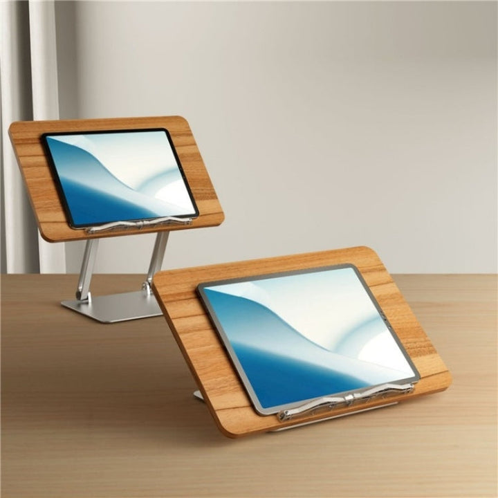 Lisslune | BG-4 Desktop Book Reading Holder Aluminum Alloy + Wooden Plate Textbook Tablet Holder Stand