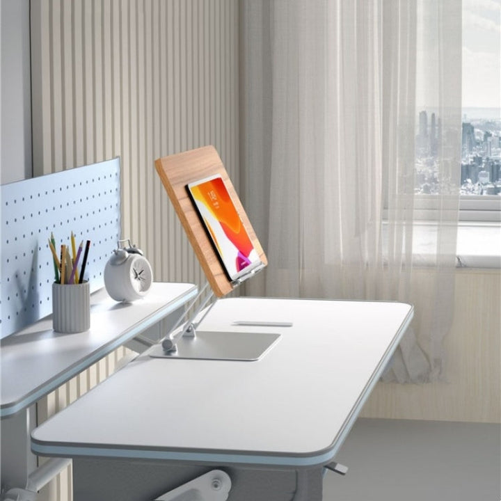 Lisslune | BG-4 Desktop Book Reading Holder Aluminum Alloy + Wooden Plate Textbook Tablet Holder Stand