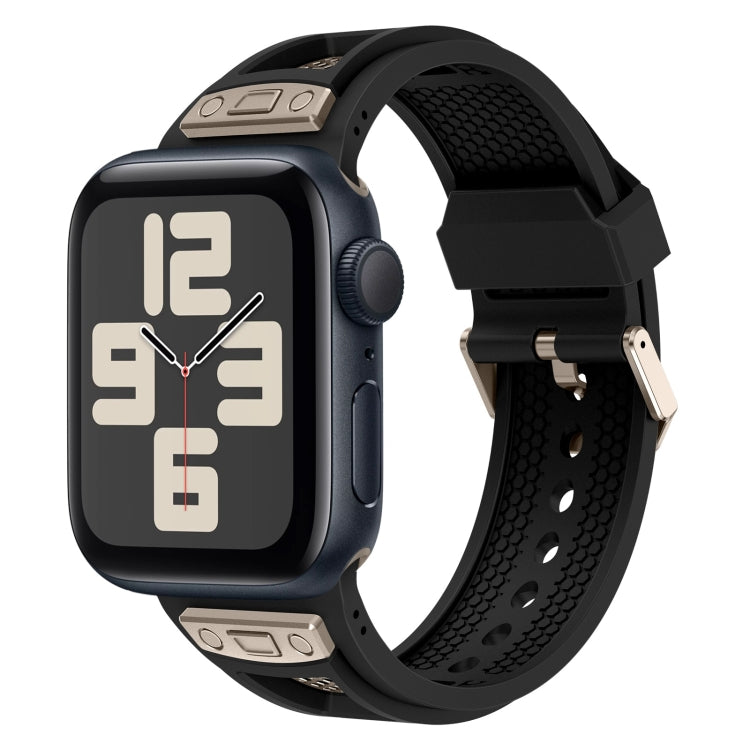 Lisslune | For Apple Watch SE 2023 44mm Breathable Stainless Steel Mesh TPU Watch Band (Black Titanium)