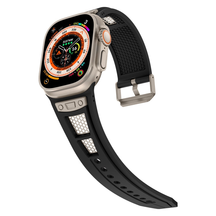 Lisslune | For Apple Watch SE 2023 44mm Breathable Stainless Steel Mesh TPU Watch Band (Black Titanium)