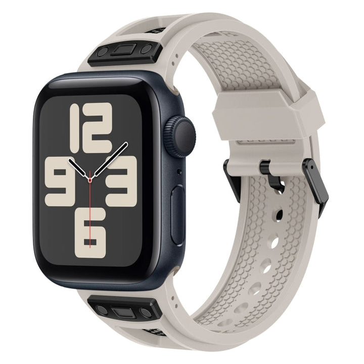 Lisslune | For Apple Watch SE 2023 44mm Breathable Stainless Steel Mesh TPU Watch Band (Starlight Black)