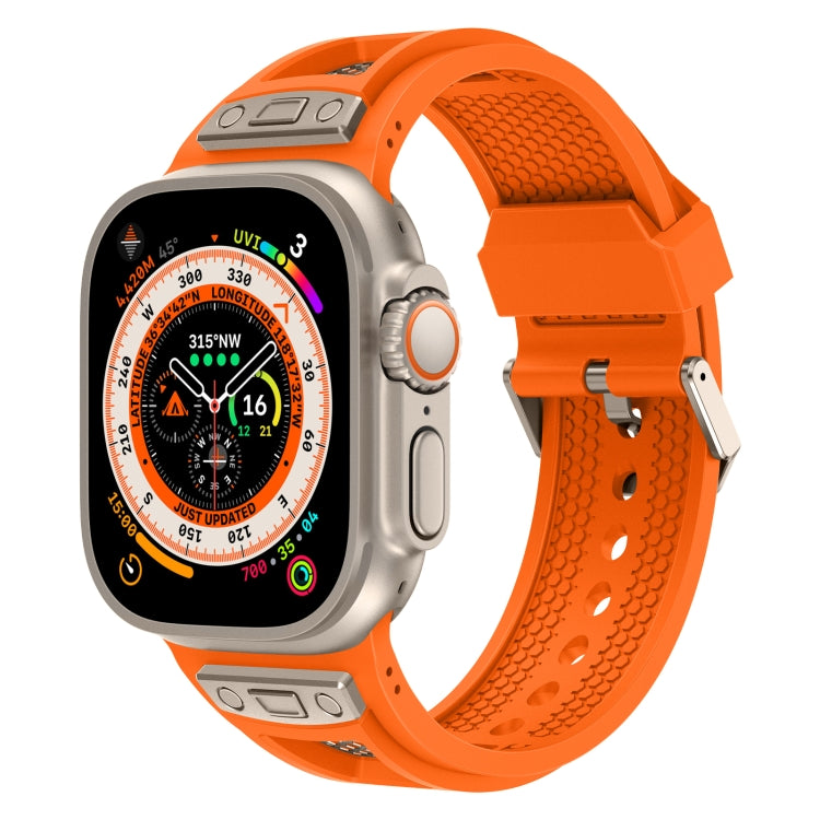 Lisslune | For Apple Watch Ultra 2 49mm Breathable Stainless Steel Mesh TPU Watch Band (Orange Titanium)