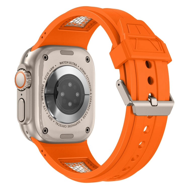 Lisslune | For Apple Watch Ultra 2 49mm Breathable Stainless Steel Mesh TPU Watch Band (Orange Titanium)