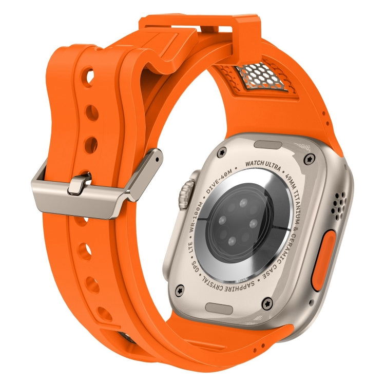 Lisslune | For Apple Watch Ultra 2 49mm Breathable Stainless Steel Mesh TPU Watch Band (Orange Titanium)