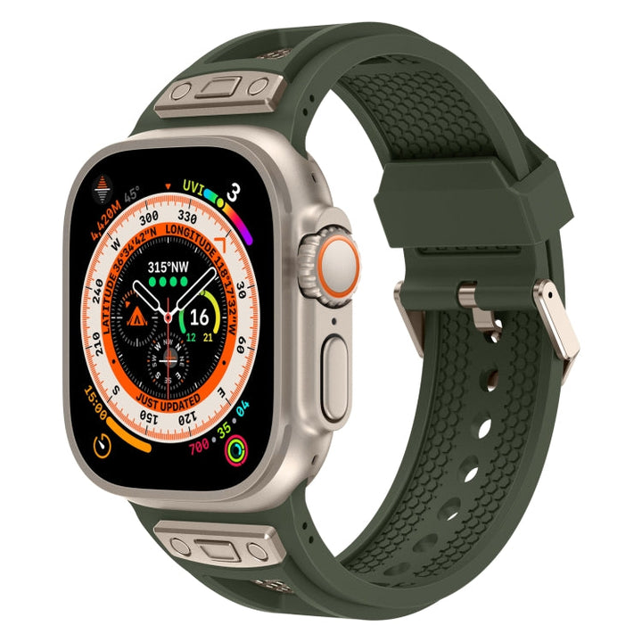 Lisslune | For Apple Watch Ultra 2 49mm Breathable Stainless Steel Mesh TPU Watch Strap (Green Titanium)