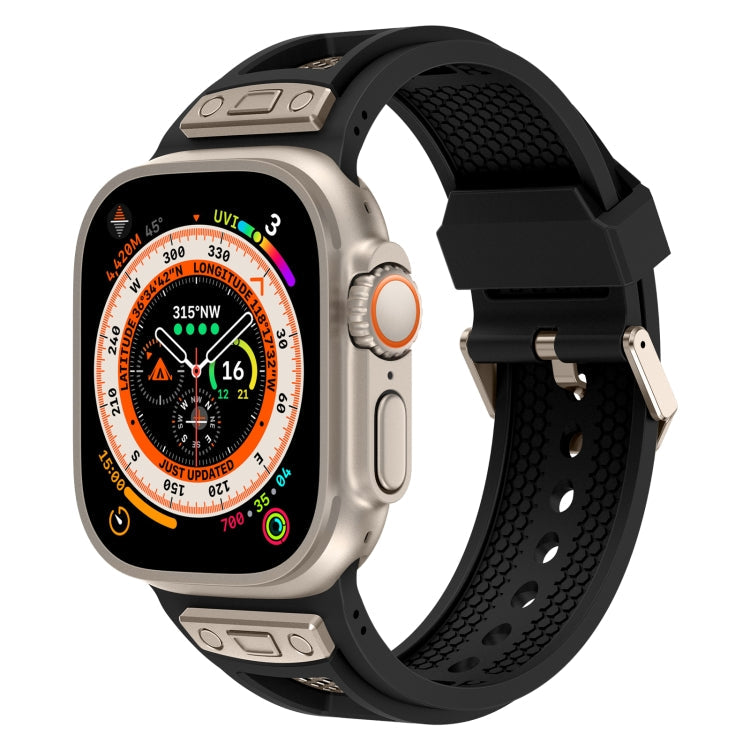 Lisslune | For Apple Watch Ultra 2 49mm Breathable Stainless Steel Mesh TPU Watch Band (Black Titanium)