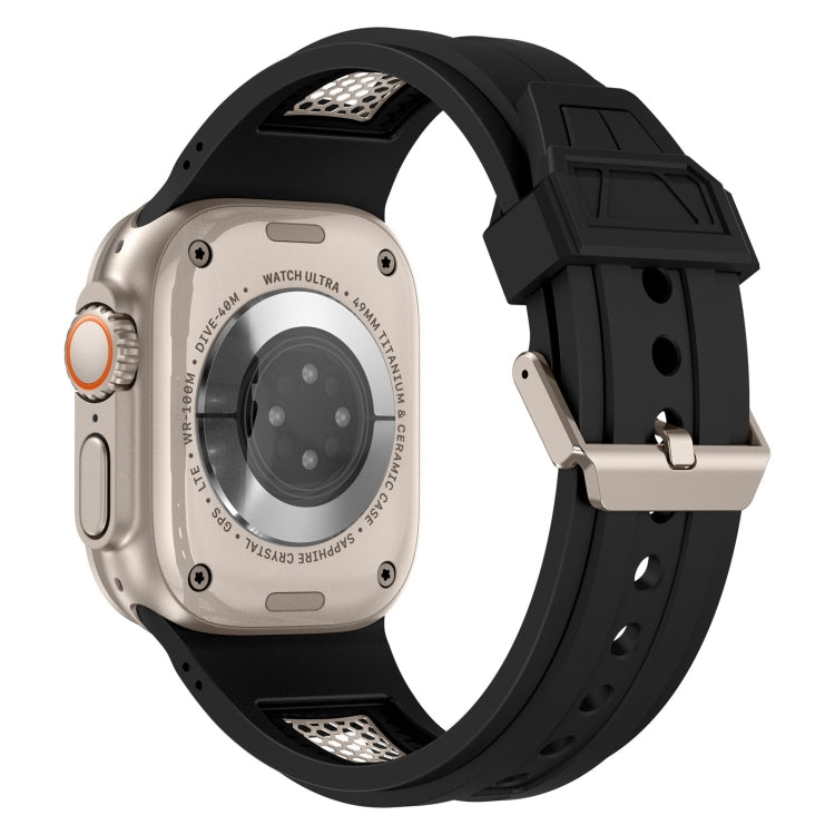 Lisslune | For Apple Watch Ultra 2 49mm Breathable Stainless Steel Mesh TPU Watch Band (Black Titanium)