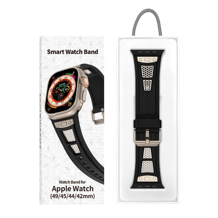 Lisslune | For Apple Watch Ultra 2 49mm Breathable Stainless Steel Mesh TPU Watch Band (Black Titanium)