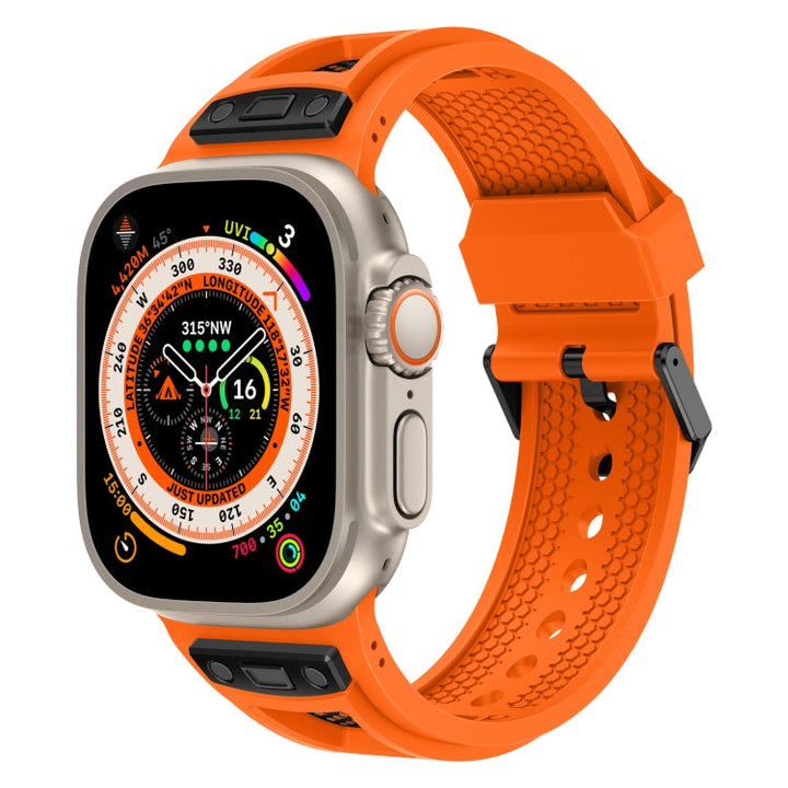 Lisslune | For Apple Watch Ultra 2 49mm Breathable Stainless Steel Mesh TPU Watch Strap (Orange Black)