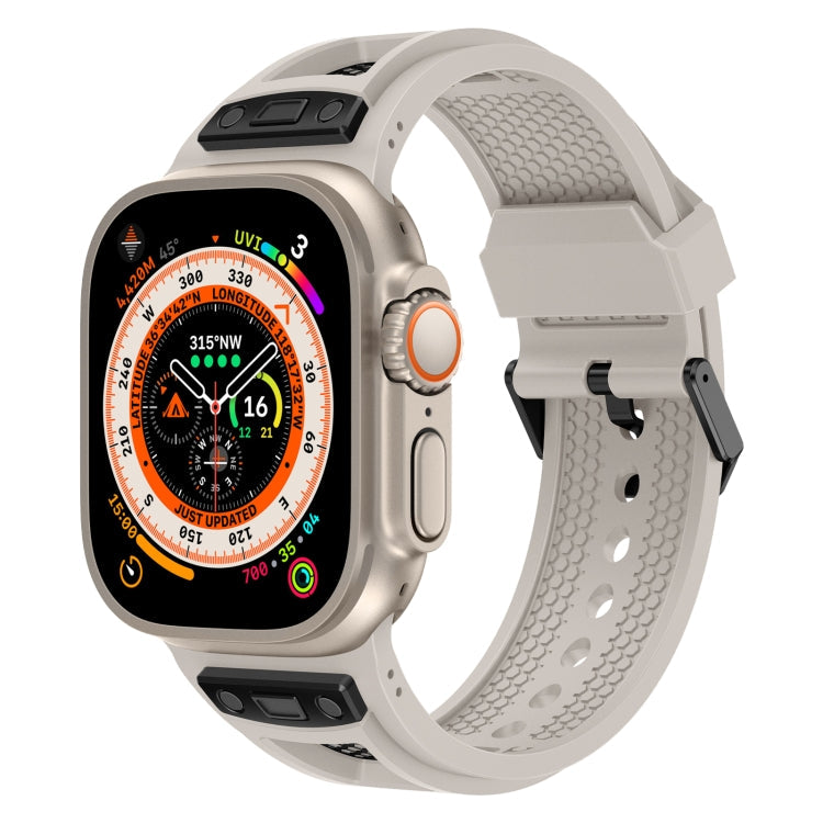 Lisslune | For Apple Watch Ultra 2 49mm Breathable Stainless Steel Mesh TPU Watch Band (Starlight Black)