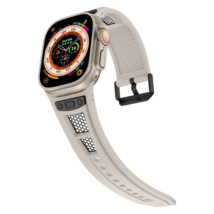 Lisslune | For Apple Watch Ultra 2 49mm Breathable Stainless Steel Mesh TPU Watch Band (Starlight Black)