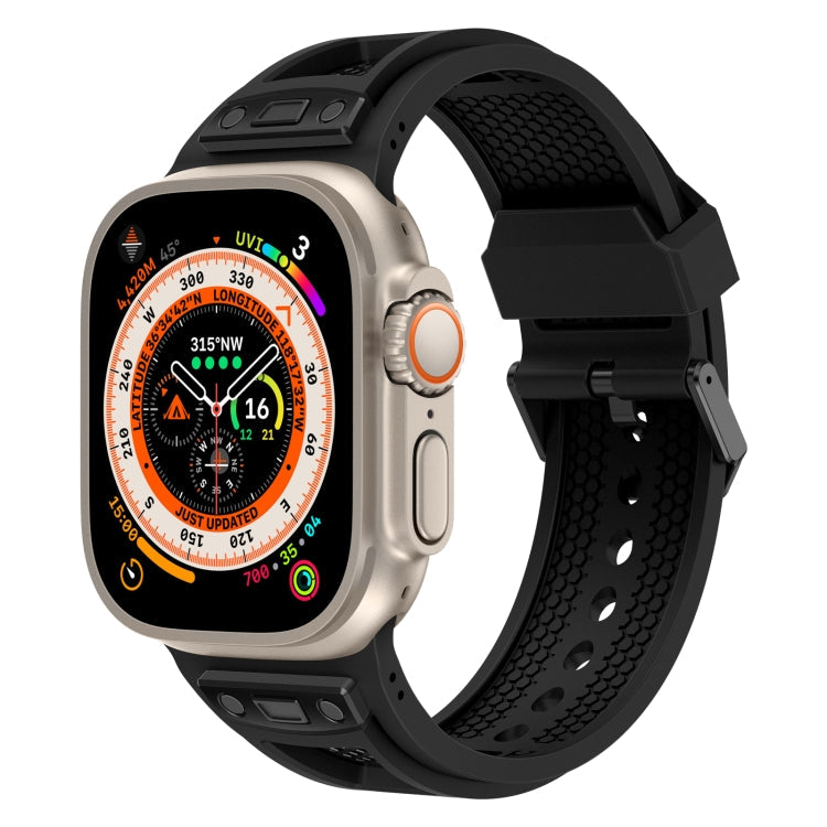 Lisslune | For Apple Watch Ultra 2 49mm Breathable Stainless Steel Mesh TPU Watch Band (Black Black)