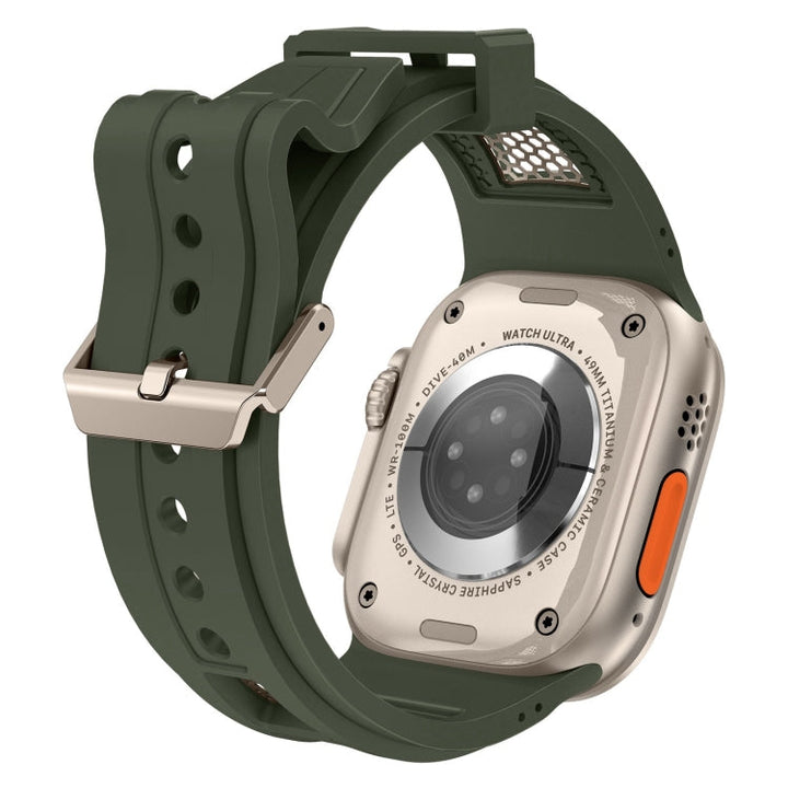 Lisslune | For Apple Watch Series 9 45mm Breathable Stainless Steel Mesh TPU Watch Strap (Green Titanium)