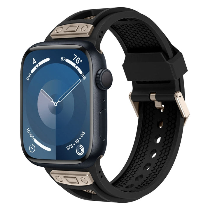 Lisslune | For Apple Watch Series 9 45mm Breathable Stainless Steel Mesh-TPU Watch Band (Black Titanium)