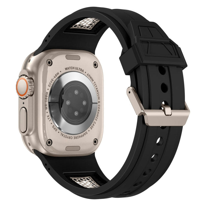 Lisslune | For Apple Watch Series 9 45mm Breathable Stainless Steel Mesh-TPU Watch Band (Black Titanium)