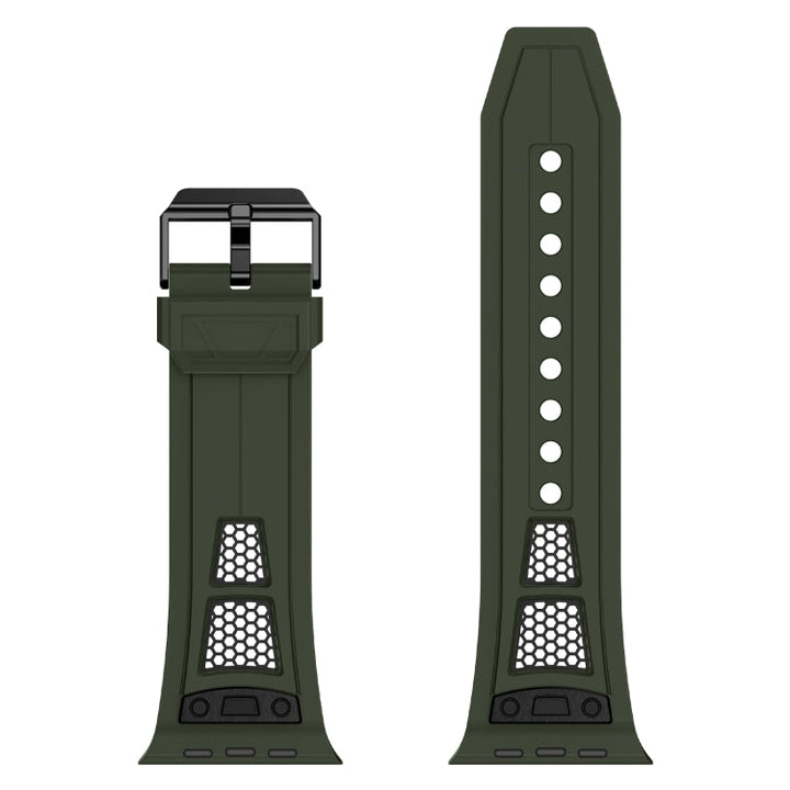 Lisslune | For Apple Watch Series 9 45mm Breathable Stainless Steel Mesh TPU Watch Strap (Green Black)