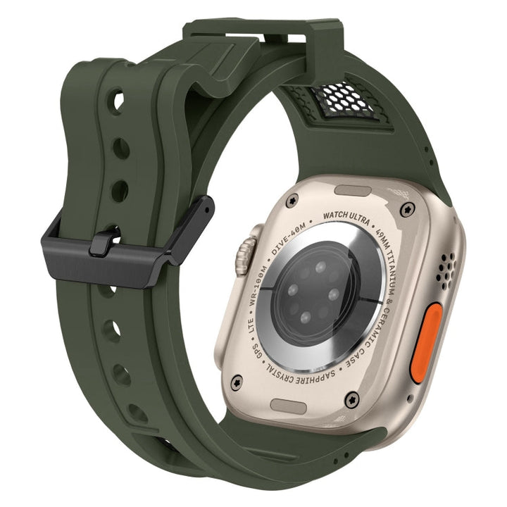Lisslune | For Apple Watch Series 9 45mm Breathable Stainless Steel Mesh TPU Watch Strap (Green Black)