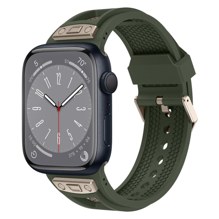 Lisslune | For Apple Watch Series 8 45mm Breathable Stainless Steel Mesh TPU Watch Band (Green Titanium)