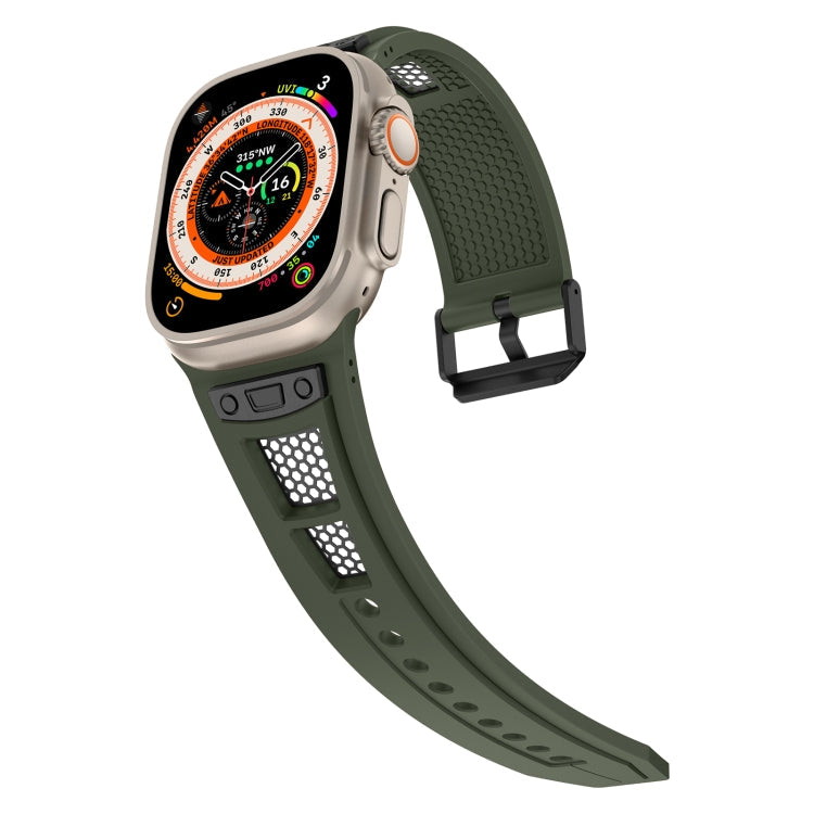 Lisslune | For Apple Watch Series 8 45mm Breathable Stainless Steel Mesh TPU Watch Band (Green Titanium)