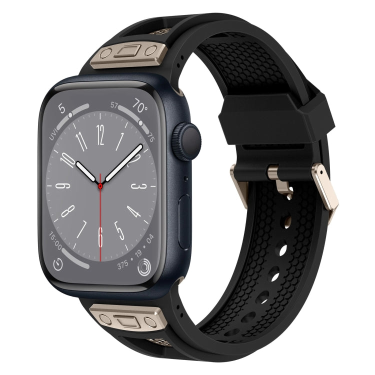 Lisslune | For Apple Watch Series 8 45mm Breathable Stainless Steel Mesh-TPU Watch Band (Black Titanium)