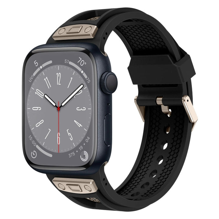 Lisslune | For Apple Watch Series 8 45mm Breathable Stainless Steel Mesh-TPU Watch Band (Black Titanium)