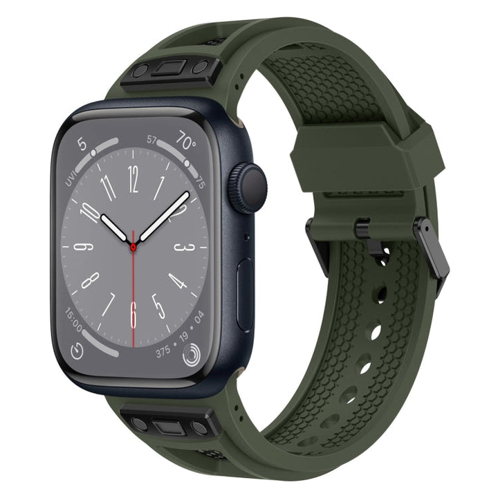 Lisslune | For Apple Watch Series 8 45mm Breathable Stainless Steel Mesh TPU Watch Strap (Green Black)