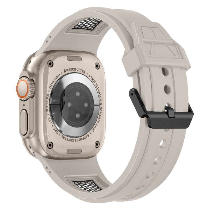 Lisslune | For Apple Watch Series 8 45mm Breathable Stainless Steel Mesh-TPU Watch Strap (Starlight Black)