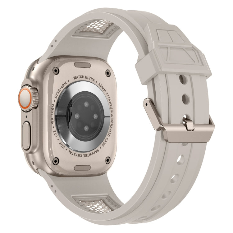 Lisslune | For Apple Watch SE 2022 44mm Breathable Stainless Steel Mesh TPU Watch Strap (Starlight Titan)