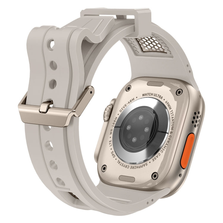 Lisslune | For Apple Watch SE 2022 44mm Breathable Stainless Steel Mesh TPU Watch Strap (Starlight Titan)