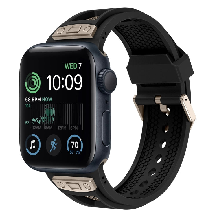 Lisslune | For Apple Watch SE 2022 44mm Breathable Stainless Steel Mesh TPU Watch Band (Black Titanium)