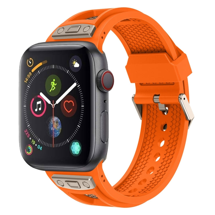 Lisslune | For the Apple Watch Series 4 44mm Breathable Stainless Steel Mesh TPU Watch Band (Orange Titan)