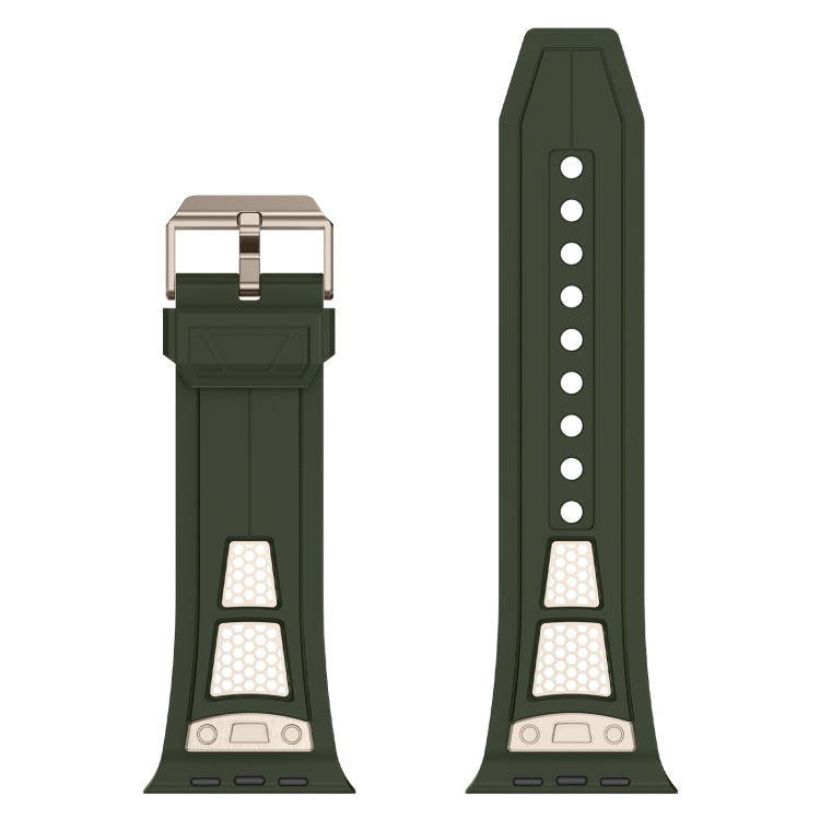 Lisslune | For Apple Watch Series 4 44mm Breathable Stainless Steel Mesh TPU Strap (Green Titanium)