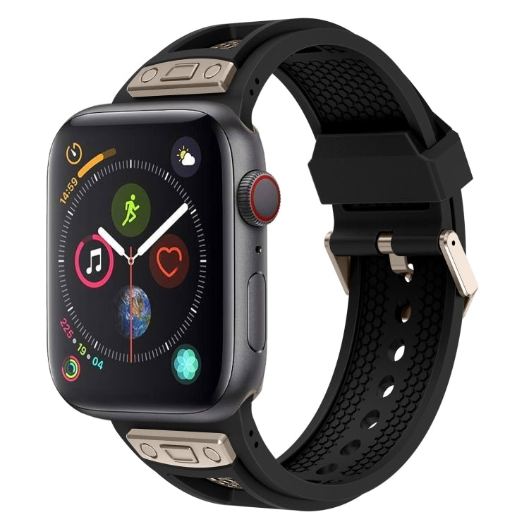 Lisslune | For Apple Watch Series 4 44mm Breathable Stainless Steel Mesh TPU Watch Strap (Black Titanium)